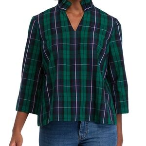 Crown & Ivy Green and Blue Plaid Blouse